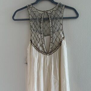 NWT Vintage Ivory Chiffon Beaded Glynda Urban Outfitters Kimchi Blue Dress Sz S